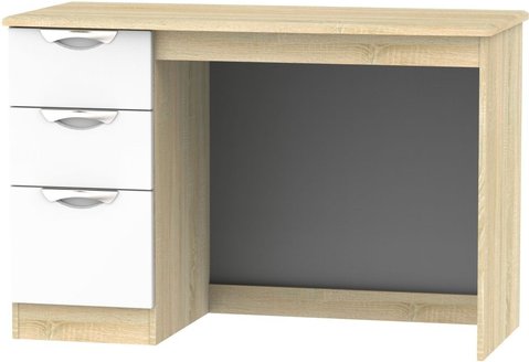 Camden desk - 3 drawer - white gloss and oak
