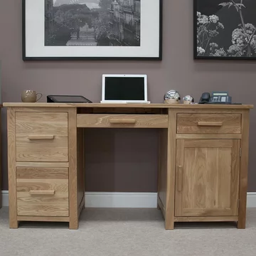 Opus computer desk - double pedestal - oak