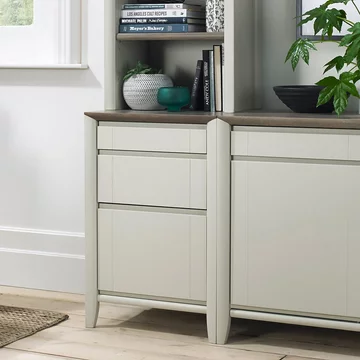 Bergen grey washed oak & soft grey filing cabinet - drawer