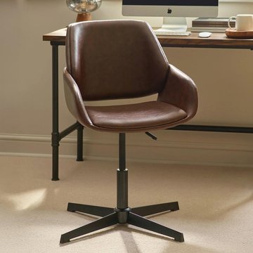 Parker swivel office chair - adjustable height - brown and black - faux leather and metal