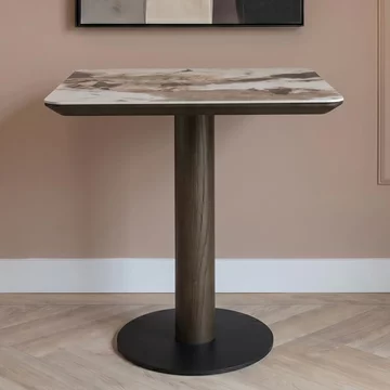 Langford bistro table - square - brown - ceramic and oak