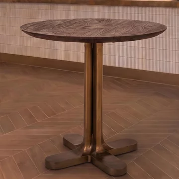 Revelin bistro table - round - dark brown - brushed gold - mango wood top