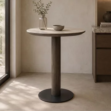 Ritz bistro table - round - brown - ceramic and metal
