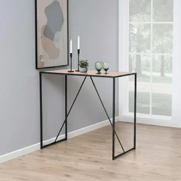 Seaford bar table - oak and black metal