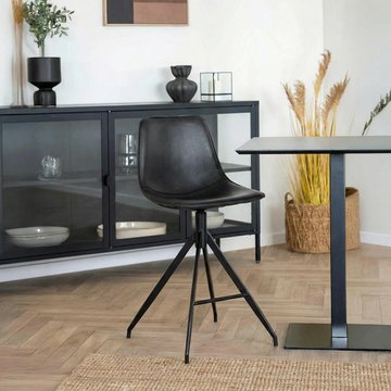 Monaco barstool - black - faux leather - set of 2 - with back