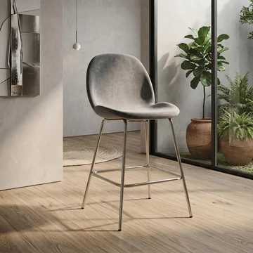 Clearance - flanagan barstools - set of 2 - light grey velvet - fss15886