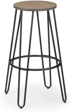 Clearance - dalston barstools - set of 2 - round - elm wood - industrial - a120