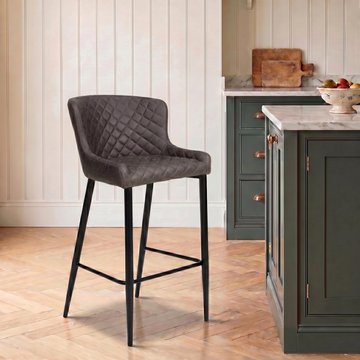 Charlie barstool with back - set of 2 - grey faux leather