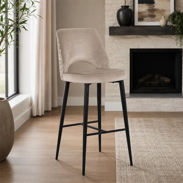 Tabitha barstool - trendy nature and black - fabric and metal