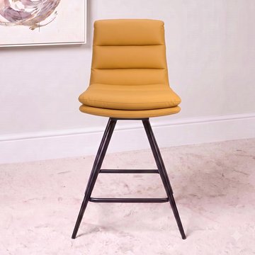 Nobo swivel barstool - set of 2 - ochre - faux leather
