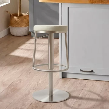 Vibe barstools - set of 2 - adjustable height - light grey and chrome - faux leather and metal