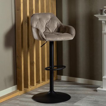 Brooke barstool - set of 2 - beige velvet fabric - with back