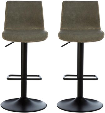 Dalston barstool - set of 2 - ash faux leather with high back