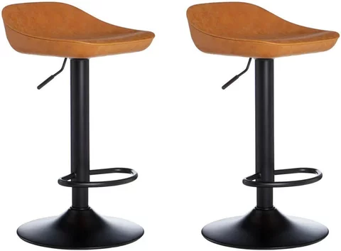 Dalston barstool - set of 2 - camel faux leather with low back
