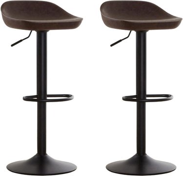 Dalston barstool - set of 2 - mocha faux leather with low back