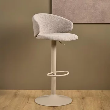 Ella barstool - set of 2 - beige boucle fabric - with back