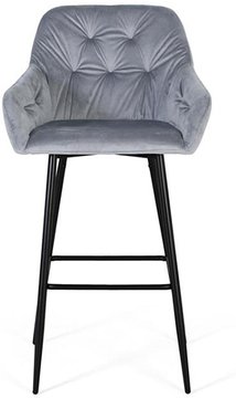 Elvoshi barstool - deep blue velvet fabric - with back - set of 2