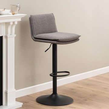 Flynn barstool - set of 2 - light grey fabric - with back