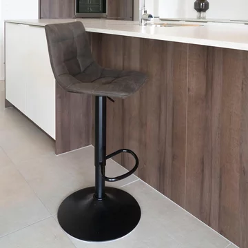 Middelfart barstool - dark grey - fabric - set of 2 - adjustable - with back