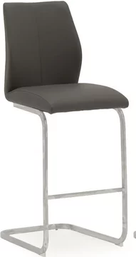 Elis barstool - set of 2 - grey faux leather - chrome