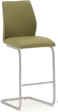 Elis barstool - set of 2 - olive green faux leather - chrome