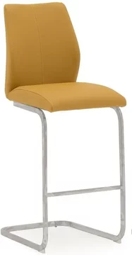 Elis barstool - set of 2 - pumpkin faux leather - chrome