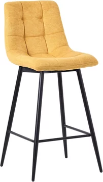 Clearance - corona high back barstool - yellow velvet fabric - black metal legs