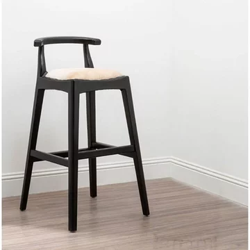 Kendari barstool - white leather with teak wood