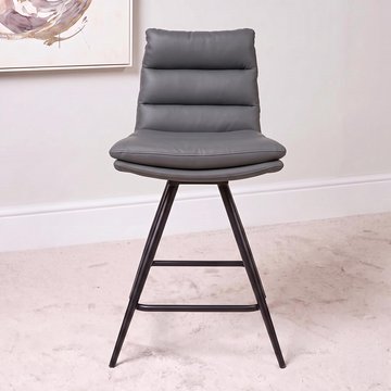 Nobo swivel barstool - set of 2 - grey - faux leather