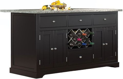 Black kitchen island - grey granite top