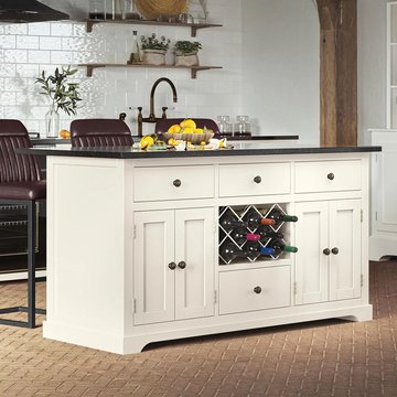 Cream kitchen island - black granite top