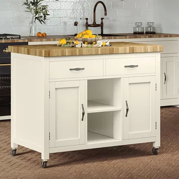 Cream kitchen island - butchers block