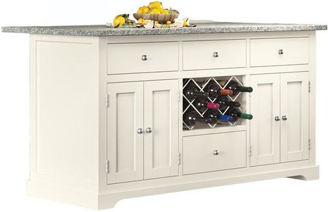 Cream kitchen island - grey granite top
