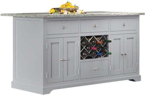Grey kitchen island - black granite top