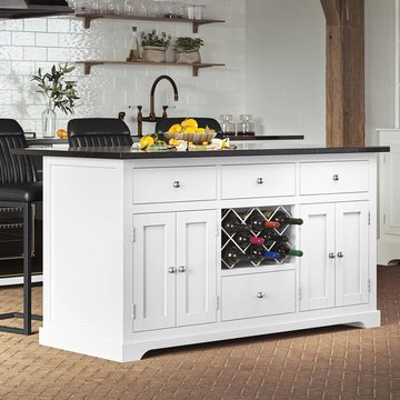 White kitchen island - granite top
