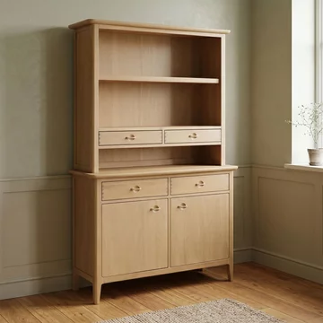 Cotswold oak dresser hutch - 2 door - 4 drawer - large - natural