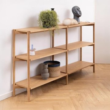 Braidwood bookcase - open - wide - oak
