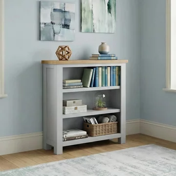 Lundy bookcase - low - grey painted