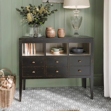 Barwick bookcase - 6 drawer - low - charcoal