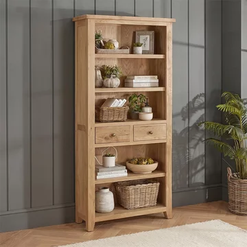 Appleby bookcase - 2 drawer - tall - petite oak