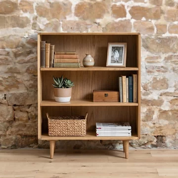 Jenson oak bookcase - low