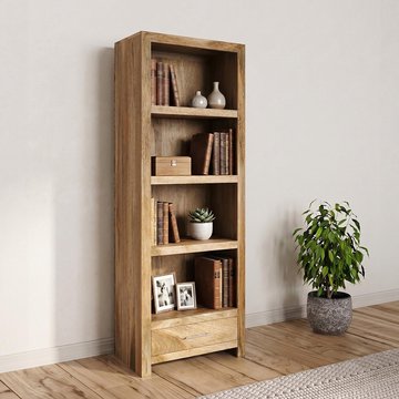 Cube bookcase - narrow - natural mango wood