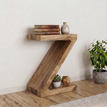 Cube shelving unit - z shape - natural mango wood
