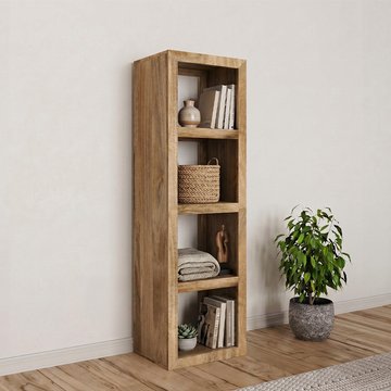 Cube storage unit - 4 hole - vertical - natural mango wood