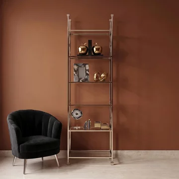 Horizon open shelving unit - clear glass with silver metal