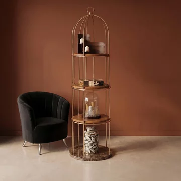 Horizon shelving unit - large cage - gold metal