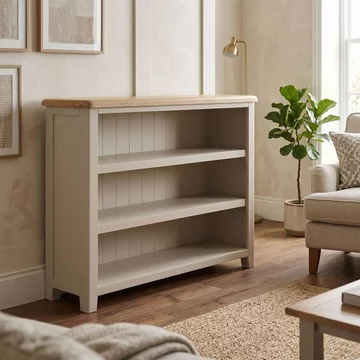Windermere painted bookcase - low - oyster grey