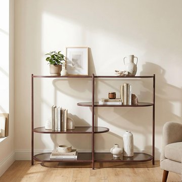 Brix jill open shelving unit - low - burgundy - glass and metal
