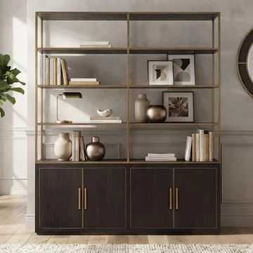 Carter shelving unit - 4 door - large - brown - oak and metal