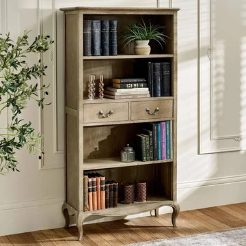 Camille bookcase - 2 drawer - tall - french style - natural - limed oak
